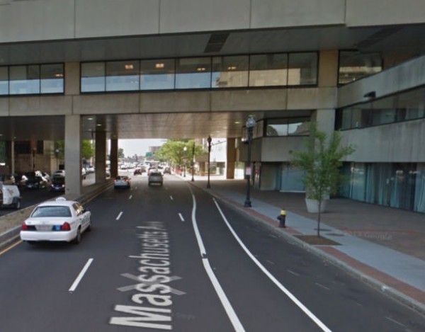 Vanishing bike lane at Massachusetts Avenue east of Harrison Avenue