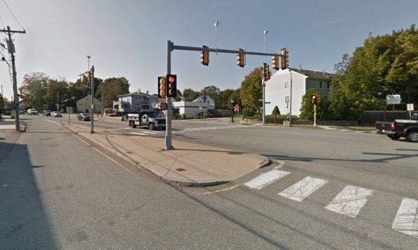 Main and Linden Street intersection in Waltham, MAssachusetts